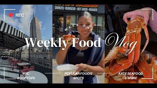 FoodieGirlTour Weekly NYC Food Vlog Ep1  Chopped Cheese Ravioli AYCE Seafood NYC Rooftops amp more [upl. by Nosmoht]