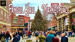 Boston MA Walking Tour 4K  Faneuil Hall Quincy Market [upl. by Halilad954]