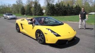 LOUD Twin Turbo Gallardo Spyder Acceleration Sounds Flames Echos [upl. by Sarajane950]