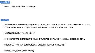 How do I convert Micromolar to molar [upl. by Banerjee]