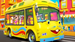 Wheels On The Bus Vehicle Cartoon  More Children Rhymes [upl. by Malanie]