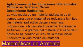 Aplicaciones de las Ecuaciones Diferenciales de 1er Orden Clase 27 [upl. by Bethesde]