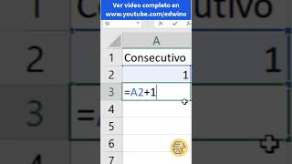 Como hacer en Excel que los numeros sean consecutivos  Shorts [upl. by Rodolph]