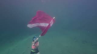 2 divers with Diver Down Flag underwater Morrison Springs [upl. by Ahtamat555]