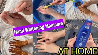 Hand Brightening Manicure At Home Step by Step  Salon Style manicure  Faiqa Hassan handcare [upl. by Wernick578]