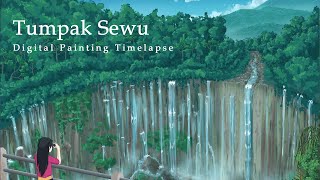 Coban Tumpak Sewu in Ghibli Style  Digital Speed Timelapse [upl. by Dumanian]