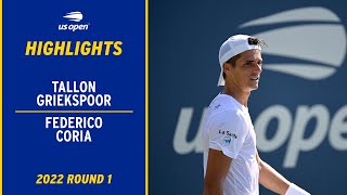 Tallon Griekspoor vs Federico Coria Highlights  2022 US Open Round 1 [upl. by Yonita935]