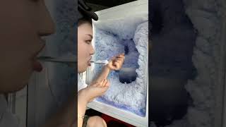 Asmr Freezer Frost Ice  Her only bites iceeating freezerfrost loveiceasmr viralvideo [upl. by Nairdad]