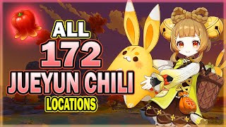 All 172 Jueyun Chili Locations  Efficient Farming Route  Yaoyao Ascension Material  Genshin [upl. by Ferullo]