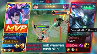 MWORLD WANWAN Vs TOP GLOBAL TRASHTALKER MOSKOV  Who Win   MLBB [upl. by Acimaj698]