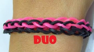 Bracelet elastique duo en rainbow loom bands Tuto facile en francais [upl. by Dicky]