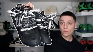 TRIPLE LACES Lanvin chunky suede sneakers Black Review  ON FOOT [upl. by Liggitt538]