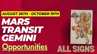 MARS TRANSIT GEMINI  Aug 26th  Oct 19th  Opportunities  ALL RISING SIGNS by NipoonJoshi [upl. by Gilmour]