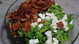 Fattoush salad with cheese vegetables and toasted bread on its origins [upl. by Etka]