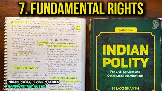 FUNDAMENTAL RIGHTS in Indian Constitution Quick Revision Handwritten Notes 7 [upl. by Depoliti]