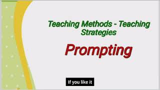 Prompting  teaching strategies  type  ded  BEd  MEd [upl. by Neibaf751]