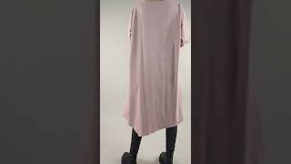 Made in Italy Lagenlook Patch Pocket Sweatshirt Trapeze Dress Rose [upl. by Cohe]