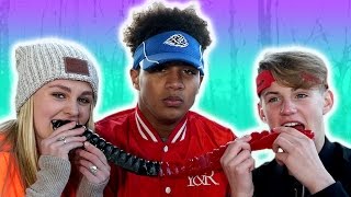 GIANT Gummy Worm MattyBRaps Ivey amp Justin [upl. by Arikahs572]