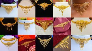 Gold choker necklace designs with weight and priceGold choker necklaceGold choker jewellery design [upl. by Asaph62]