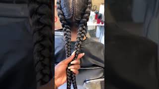 2 FeedIn Braids on Super Thick Hair feedinbraids braids [upl. by Haidabo]