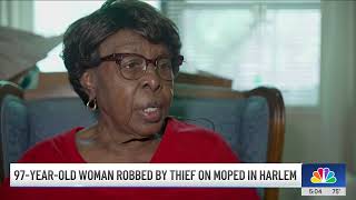 97yearold woman robbed by thief on moped in Harlem  NBC New York [upl. by Jacky]