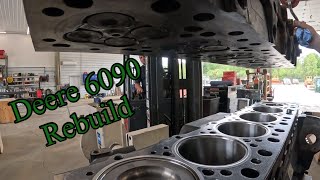 Rebuilding a 200 hour ex military John Deere 6090 90L engine for an 850J dozer [upl. by Sremlahc]