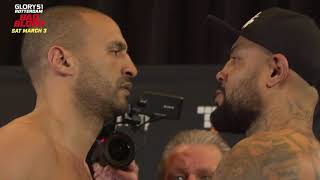 Badr Hari  Hesdy Gerges Staredown and Weigh In [upl. by Jodee]