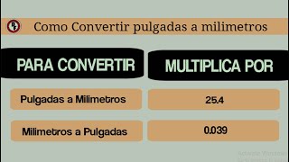 Como convertir pulgadas a milinimetros y Viseversa [upl. by Koloski]