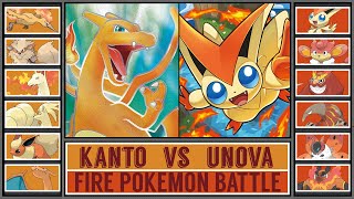 KANTO vs UNOVA  Fire Pokémon Battle CHARIZARD vs VICTINI [upl. by Sayles]