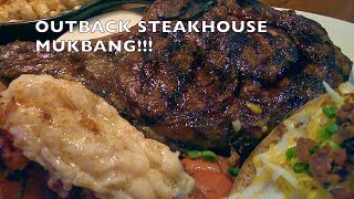 DELICIOUS OUTBACK STEAKHOUSE MUKBANG  PRIME RIB RIB EYE LOBSTER TAIL FRIED SHRIMP amp MORE [upl. by Annatnom]