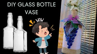 DIY waste glass bottle vase  marble art  glass bottle craft ideas [upl. by Keldah]