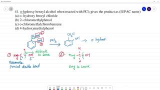 ohydroxy benzyl alcohol reacted with PCla o hydroxy benzyl chlorideb 2 chloromethylphenol [upl. by Abil]