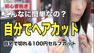 【最新】自分でヘアカット 自宅で切れる100円セルフカット初心者向きなのにこんなに簡単な髪の切り方 [upl. by Anali291]