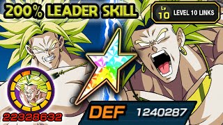 200 LEADER SKILL 100 INT BROLY LEVEL 10 LINKS SHOWCASE Dragon Ball Z Dokkan Battle [upl. by Lewendal]