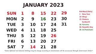 January Calendar 2023 [upl. by Capp]