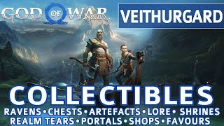 God of War  Veithurgard All Collectible Locations Ravens Chests Artefacts Shrines  100 [upl. by Mattson]