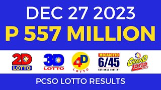 Lotto Result December 27 2023 9pm PCSO [upl. by Aratehs]