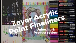 Zeyar Acrylic Paint Fineliners amp white pens [upl. by Noellyn]