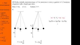 409 Fizyka max ruch harmoniczny wahadło matematyczne zanurzone w cieczy [upl. by Vetter]