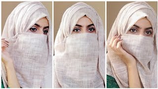 Hijab style with Niqab 2021  Full Coverage  Side layers Hijab Tutorial  Hijab Tutorial [upl. by Yrol]