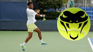 Felix Auger Aliassime SMASHING Forehands In Slow Motionh [upl. by Aneris923]