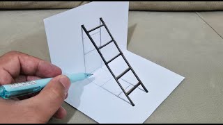 very easy 3d drawing stairs on paper for beginners [upl. by Supmart338]