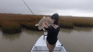 Surfside tx fly fishing in the rain [upl. by Helbona373]