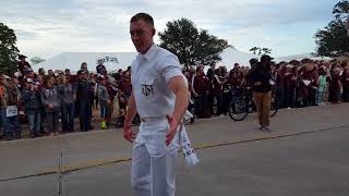 The Texas AampM Marching Band Leading The Football Players Into Kyle Stadium [upl. by Lirret]