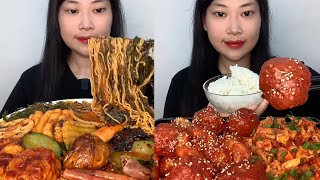 ASMR EP 1199 Mukbang 🔥 Fried food Noodles Delicious Pork eating show Eating Sound [upl. by Izaak]