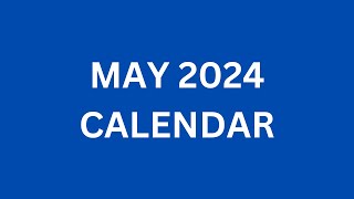 May 2024 Calendar with Holidays in USA UK India Canada France Germany etc  May Festivals [upl. by Monteith]