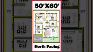 quot50x60 North Facing 3BHK Vastu Floor Plan  Perfect Home Designquot [upl. by Ainevul284]