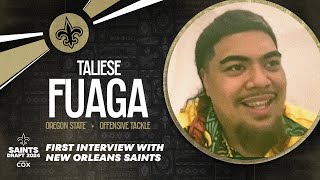 2024 NFL Draft Taliese Fuagas 1st Interview w New Orleans Saints [upl. by Sadie]