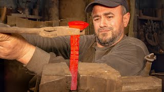 Forging Sharpest Knife from Railroad Spike 100 Handmade Blacksmithing [upl. by Favian]