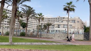 Tenerife  Walk About From The Conquistador Along The Promenade Passed The Surfers [upl. by Bernardina69]